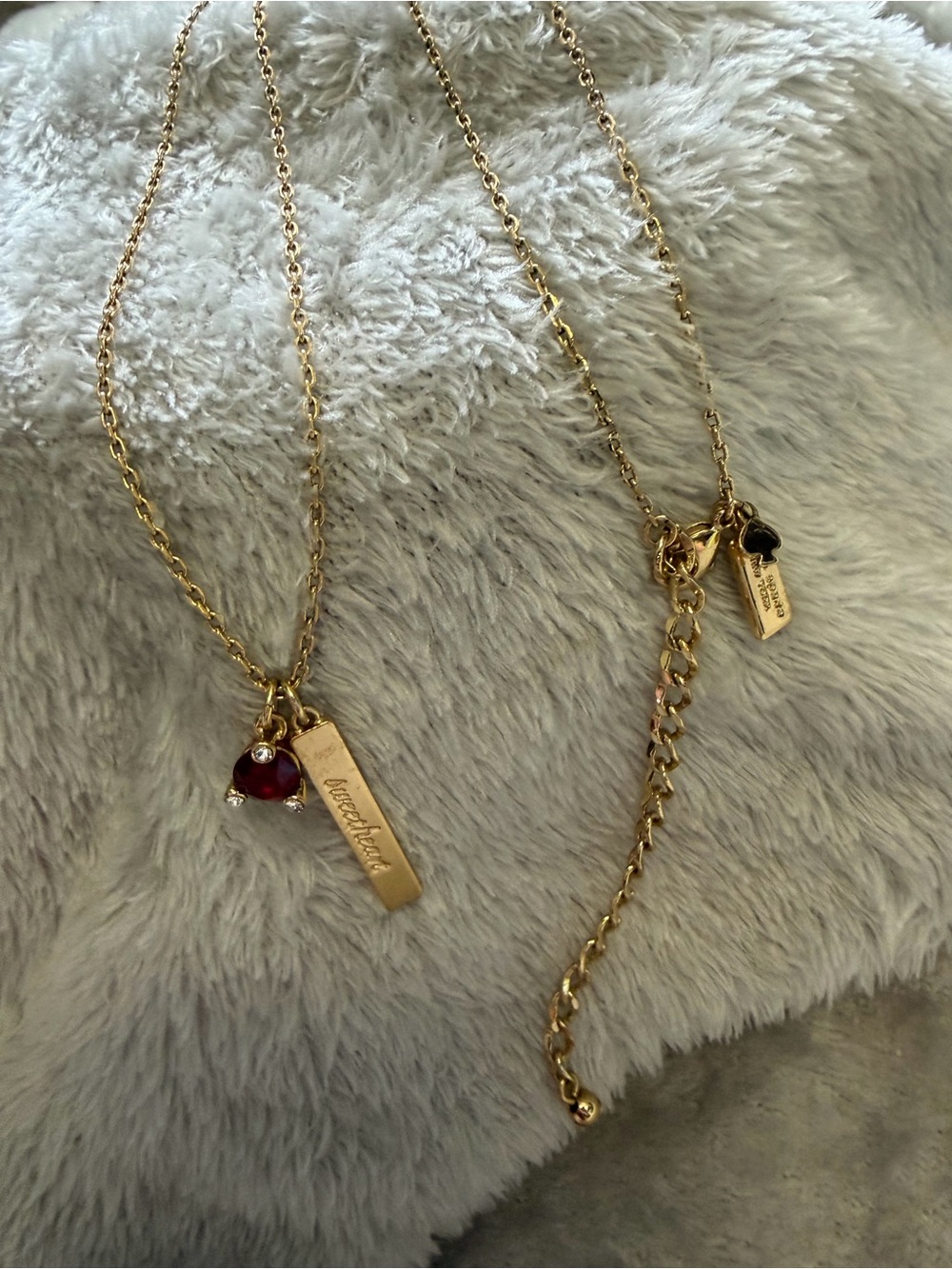 kate spade Gold-Tone Necklace with Red Charm and Branded Tag